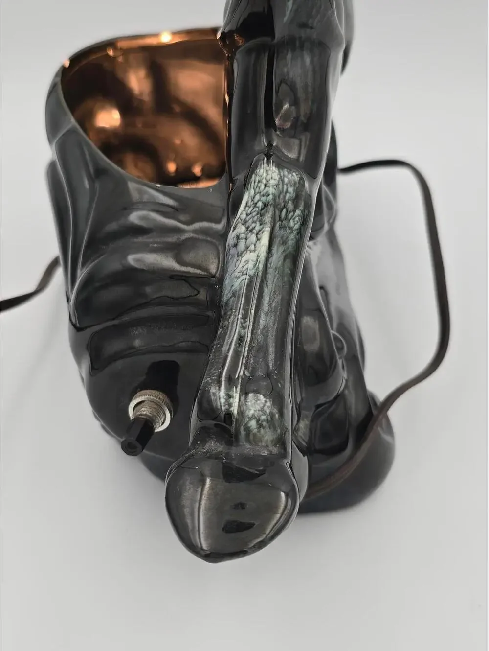 Vintage MCM Gazelle TV Lamp Black Ceramic Antelope 1950s